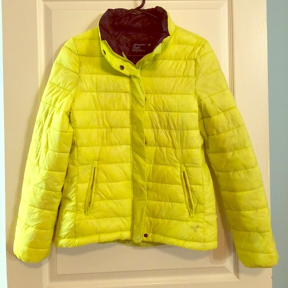 bright yellow puffer jacket